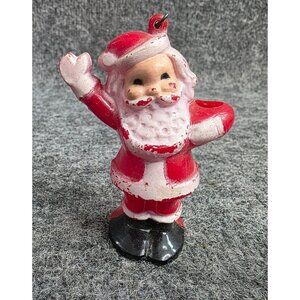 Vintage Plastic Santa Claus Christmas Figurine Ornament Red/White